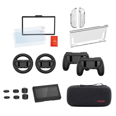DOBE FOMIS ELECTRONICS TNS-51108 17-in-1 Zubehörset für Nintendo Switch 2 Tragetasche Lenkrad Griff Displayschutz Joystick-Kappen