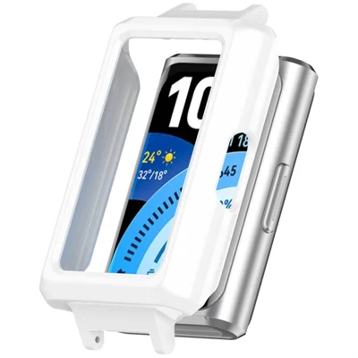For Huawei Band 11 Pro  /  11 Pro NFC Watch Case Hard PC Protective Cover with 12mm Button Cutouts - White