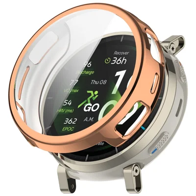 For Huami Amazfit Active 3 Premium Full Coverage TPU Watch Cover Electroplated Protective Case - Rose Gold