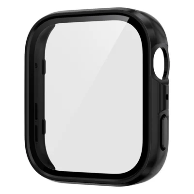 For Huawei Watch Fit 5 Watch PC Case with Tempered Glass Screen Protector 2 in 1 Full Coverage Cover - Black (Rubberized Finish)