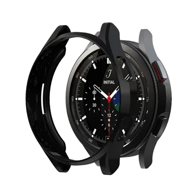 For Samsung Galaxy Watch4 Classic 46mm Soft TPU Watch Case Half Cover Electroplated Protective Cover - Black
