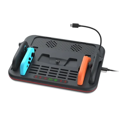 DOBE FOMIS ELECTRONICS TNS-51126 Gaming Charging Station for Nintendo Switch Pro  /  Switch 1  /  Switch 2  /  Switch OLED  /  Cooling Fan Charging Dock RGB LED Joy-Con Stand Game Card Storage Stand