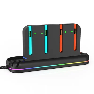 YZC-529 Многофункциональная зарядная станция для Joy-Con для Nintendo Switch 2 с магнитным креплением, 4 слота, хранилище для картриджей, вентилятор охлаждения, RGB-подсветка — черный