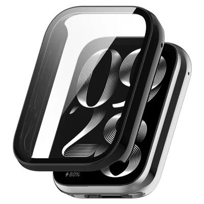 For Xiaomi Smart Band 10 Pro (Ceramic Edition) Protective Case with Tempered Glass Screen Protector PC Watch Cover - Black