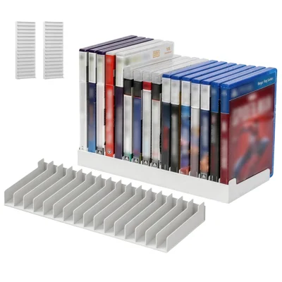 8026 2Pcs 16-in-1 Game Disc Storage Organizer for PS5 / PS4 / Nintendo Switch Universal Disc Holder Desktop Rack - White