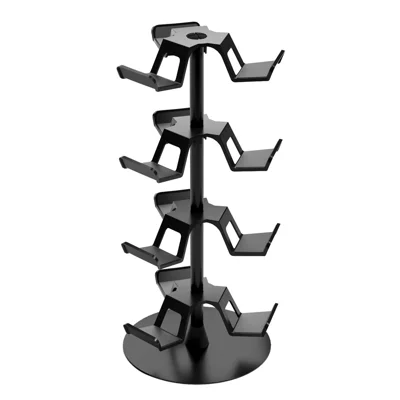 8002 4-Tier Game Controller Stand for Xbox  /  PS5  /  Nintendo Switch 360 Degree Rotating Multi-Functional Gaming Controller & Headphone Holder - Black