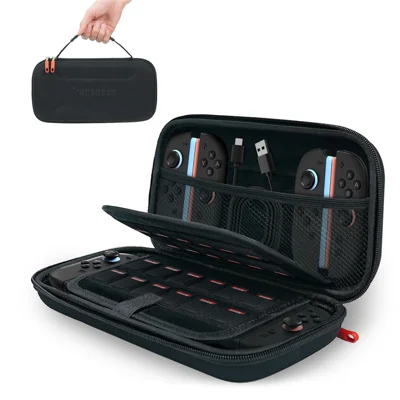 TRANSNOVO S73-011 draagtas voor Nintendo Switch 2 hardshell EVA reistas 24 houders voor games beschermende opbergzak - Zwart