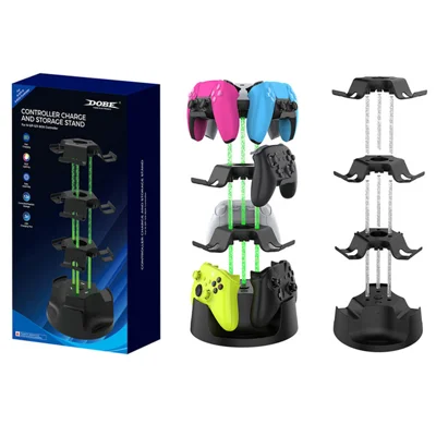 DOBE FOMIS ELECTRONICS TY-6801 Opladerstation voor Gamecontrollers voor Xbox One / Series X / S / Sony PlayStation 4/5 Opbergorganizer met LED-verlichting - US-stekker