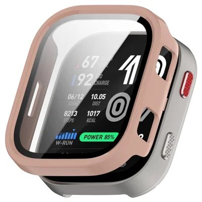 Voor Huami Amazfit Bip Max harde PC-horlogehouder met gehard glas schermfolie - Roze