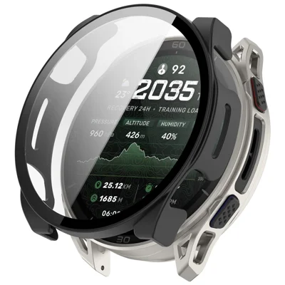 Чехол для Huami Amazfit Cheetah 2 Ultra из прочного поликарбоната с защитной пленкой из закаленного стекла — матовый черный
