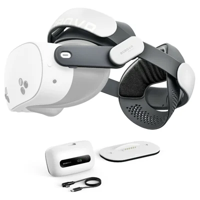 BOBOVR M3 Pro+ съемный ремешок с аккумулятором 6500 мА·ч и зарядной станцией для Meta Quest 3 / 3S — белый