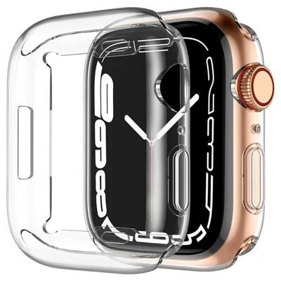 Coque transparente en TPU ultrafine pour Apple Watch Series 12 43 mm, étui clair antichoc avec texture intérieure à points - Transparent