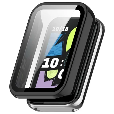 For Honor Band 11 Pro Protective Case PC + Tempered Glass Full Coverage Screen Protector Watch Cover - Black