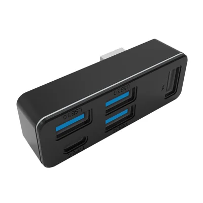 KJH KJH-ST-003 5-портовый USB 3.0 хаб 5 Гбит/с, док-станция Type-C 3.0 для Steam Machine / Sony PlayStation 5 Slim / ПК — черный
