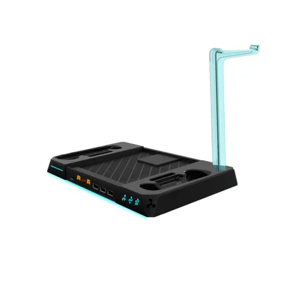 KJH KJH-ST-004 Docade Carregamento com Arrefecimento de 3 Velocidades, Luz RGB, Hub USB-A para Steam Machine / Steam Controller (2ª geração)