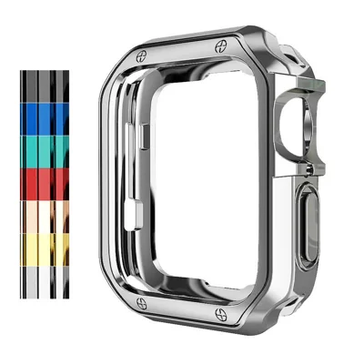 Protective Case for Apple Watch Series 12 11 10 42mm / 9 8 7 41mm / SE3 SE2 SE 6 5 4 40mm / 3 2 1 38mm Armor TPU Electroplated Shockproof Watch Cover - Silver