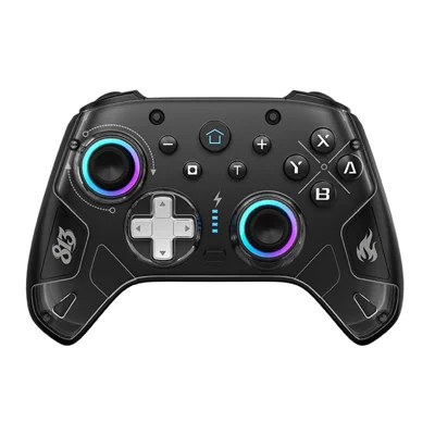 813 Controlador de Jogo com Giroscópio de 9 Eixos, Manípulos com Efeito Hall, Iluminação RGB, Comando Sem Fios para Nintendo Switch 2/Switch/PC/TV - Preto