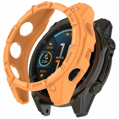 For Garmin Fenix 9 51mm / Fenix 8 AMOLED 51mm TPU Case Hollow Half Wrapped Watch Frame Cover - Orange