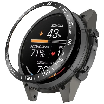 Para Garmin Fenix 9 Pro AMOLED 43mm / 9 Pro AMOLED 43mm inReach Moldura de Aço Inoxidável com Anel Protetor em Estilo Racing - Preto / Branco
