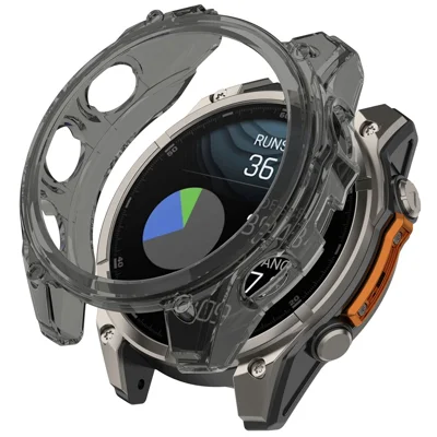 For Garmin Fenix 9 Pro AMOLED 47mm Watch Case Half-Cover TPU Protective Cover - Transparent Black