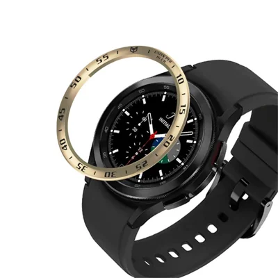 Time Scale Design Stainless Steel Watch Protective Bezel Decor Ring for Samsung Galaxy Watch4 Classic 46mm - Retro Gold/Black