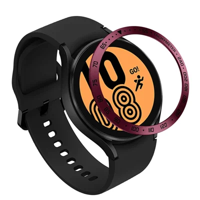 Decorative Stainless Steel Watch Bezel Ring Cover Protector for Samsung Galaxy Watch4 40mm - Wine Red / Black