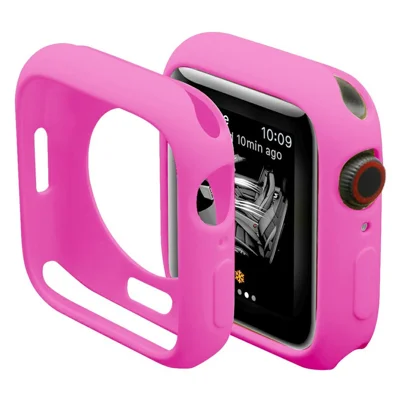 For Apple Watch Series 9 / 8 / 7 41mm Candy Color Soft TPU Smart Watch Case Frame Cover Protector - Hot Pink