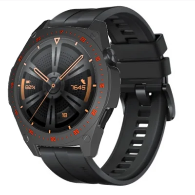 For Huawei Watch GT 3 (46mm) Scale Design Smart Watch PC Frame Protective Case - Black/Red