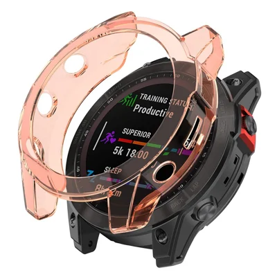 For Garmin Epix Gen2 Anti-fall Anti-scratch Transparent Watch Case Durable TPU Protective Cover - Transparent Pink
