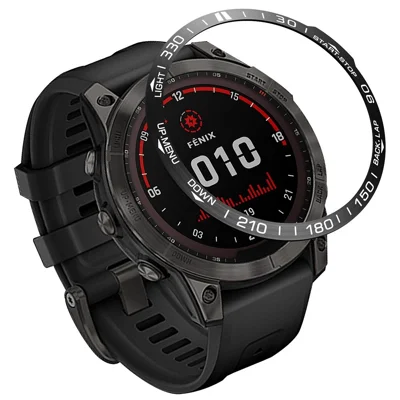 Für Garmin Fenix 7X Dial Metall Anti-Kratzer Bezel Ring Uhrenschutzring - Schwarz