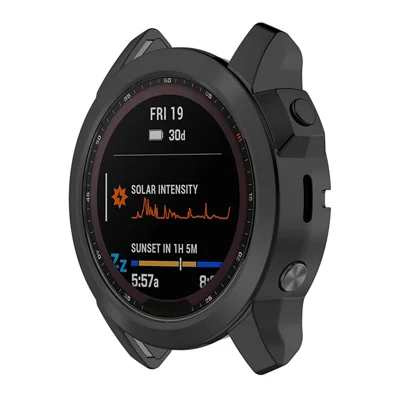 For Garmin Fenix 7X/Fenix 7X Solar Electroplating Soft TPU Hollow Out Bumper Frame Case Cover - Black