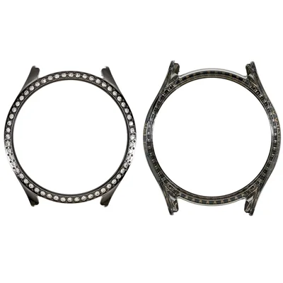 Voor Samsung Galaxy Watch5 44mm Bling Strass Steentjes Harde PC Frame Galvanisch Gedeeltelijke Beschermmantel - Zwart
