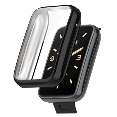 For Xiaomi Mi Band 7 Pro Soft TPU Full Coverage Protective Case Electroplated Frame Watch Cover Replacement - Black