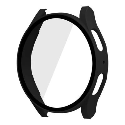 ENKAY HAT PRINCE per Samsung Galaxy Watch 5 44 mm Custodia Rigida in PC Gommatizzata con Ritagli Precisi Opaca + Pellicola Protettiva in Vetro Temperato 9H Anti-graffio - Nero