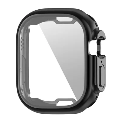 ENKAY HAT PRINCE pour Apple Watch Ultra 3 / Ultra 2 / Ultra 49 mm Coque transparente en TPU souple avec protection d'écran avant et revêtement électrodéposé, couverture complète - Noir