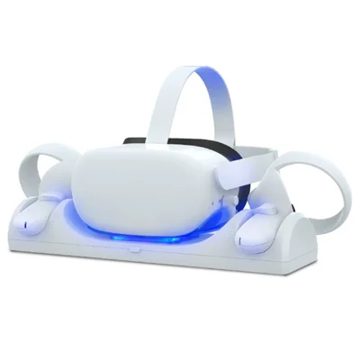 AOLION Q006 Multifunktionale Ladestation für Oculus Quest 2 VR-Headset, Ladeständer mit farbigem Licht - US-Stecker