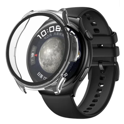 For Huawei Watch 4 Hard PC Protective Case + HD Tempered Glass Screen Protector - Transparent