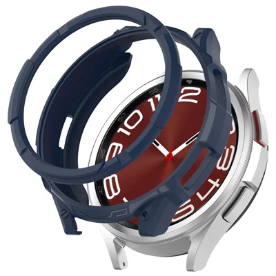 Für Samsung Galaxy Watch6 Classic 47mm Soft TPU Uhrengehäuse Schutzhülle mit Lünette - Blau