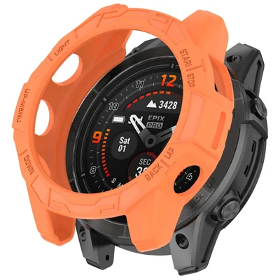 For Garmin Fenix 7X Pro 51mm / Fenix 7X / Epix Pro 51mm Hollow Protective Frame Soft TPU Watch Case - Orange