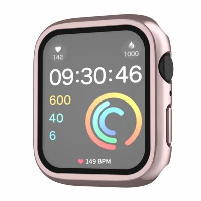 Custodia impermeabile IP68 per Apple Watch Series SE3 / SE2 / SE1 / 6 / 5 / 4 da 40 mm, telaio in PC con pellicola in vetro temperato - Oro rosa