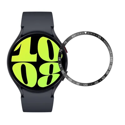 Bezel Ring for Samsung Galaxy Watch6 44mm , Stainless Steel Anti-Scratch Adhesive Cover Protector (Type E) - Black / White Characters