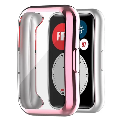 Protective Case for Huawei Watch Fit (TIA-B09 / TIA-B19) / Fit Special Edition (B39) / Fit New , Electroplating TPU Watch Cover - Pink