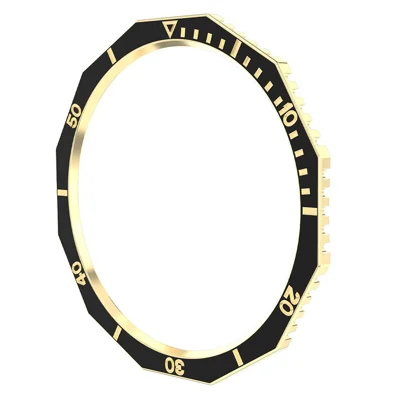Rhombus Dual Color Watch Bezel Cover pour Samsung Galaxy Watch6 Classic 43 mm, Anneau de Boîtier en Polycarbonate Rigide, Noir + Or