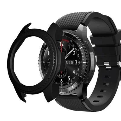 For Samsung Gear S3 / S2 Watch Case Half-Coverage Watch Frame Bumper Shell with Dial Plate - Black