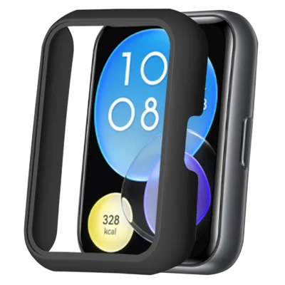 For Huawei Watch Fit 2 Protective Cover Hard PC Watch Case Hollow Shell Frame - Black