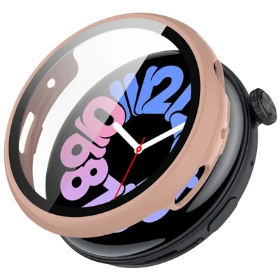 For vivo Watch 3 Hard PC Cover Watch Case with Tempered Glass Screen Protector - Pink