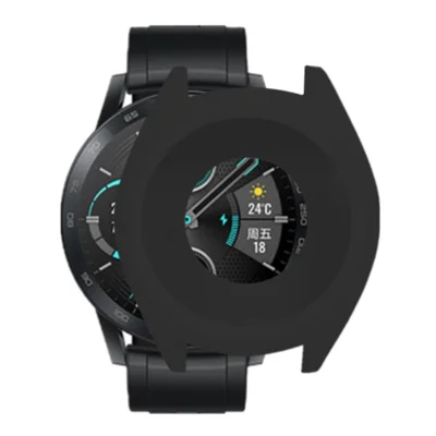 For Huawei Watch GT 2 42mm 46mm / Honor Magic Watch 2 Protective Case Silicone Hollow Anti-Scratch Watch Cover - Black