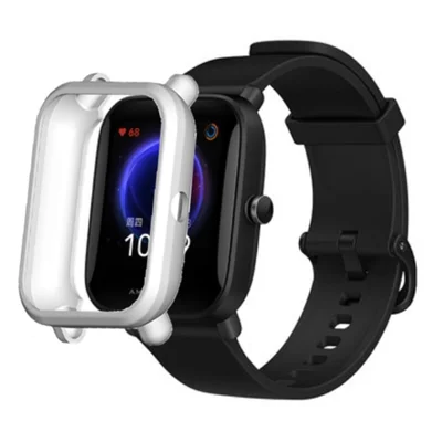 For Huami Amazfit Bip Pop / Bip / Bip U Watch Case Scratch-proof Soft TPU Frame Cover - White