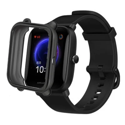 For Huami Amazfit Bip / Amazfit Bip U / Amazfit Bip Pop Case TPU Electroplating Watch Frame Cover - Black