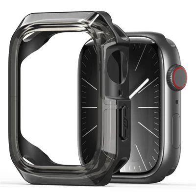 DUX DUCIS Tamo Series for Apple Watch Series 9  /  8  /  7 41mm Watch Case PC+Silicone Shockproof Cover - Translucent Black